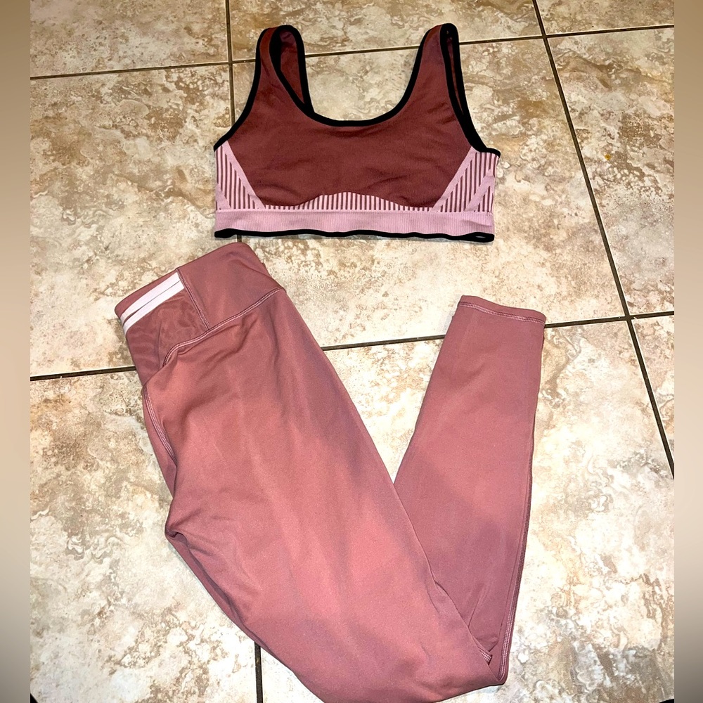 Fabletics Mauve Pink Sports Bra and Leggings Set